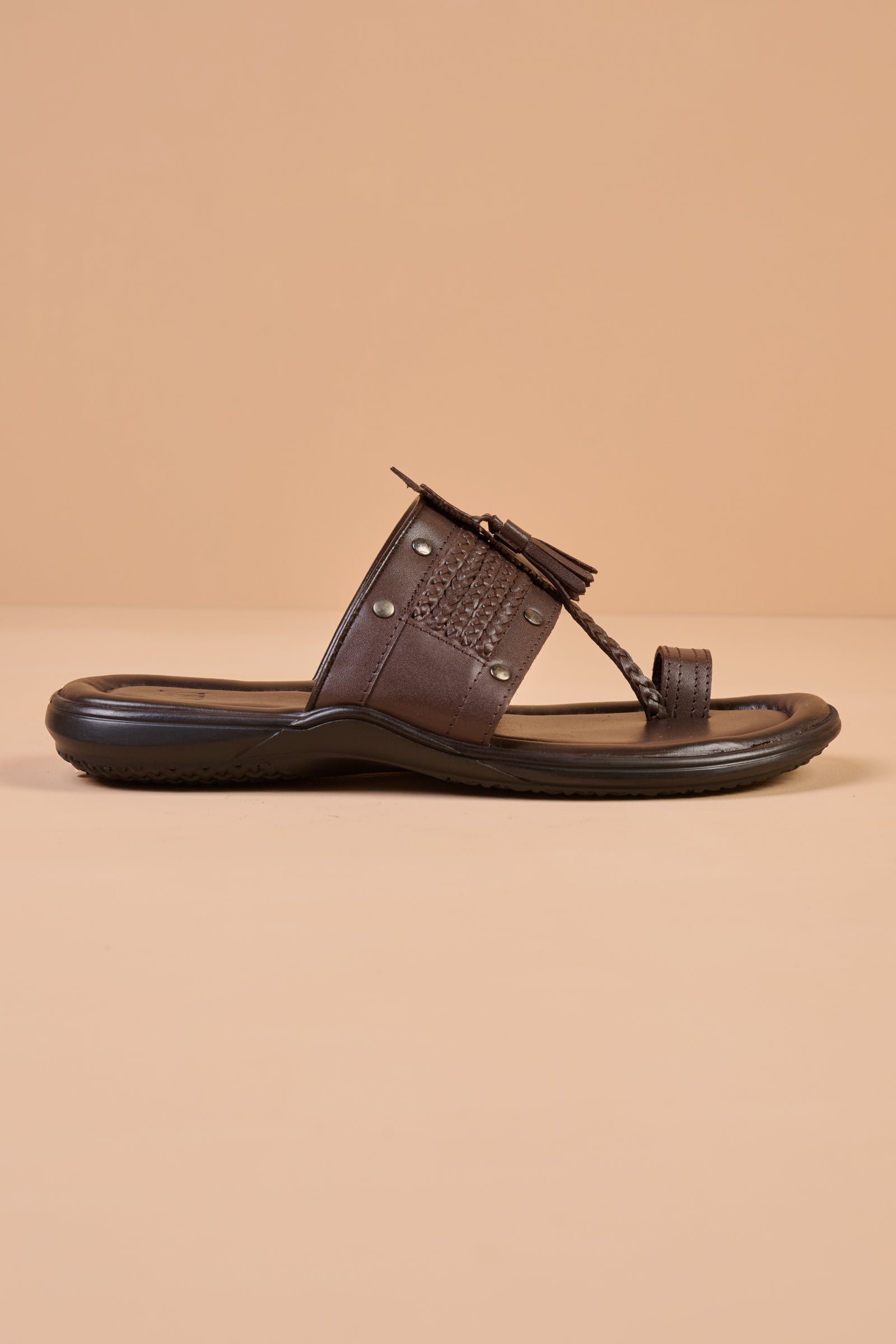 Leather Sandal With Woven Strap