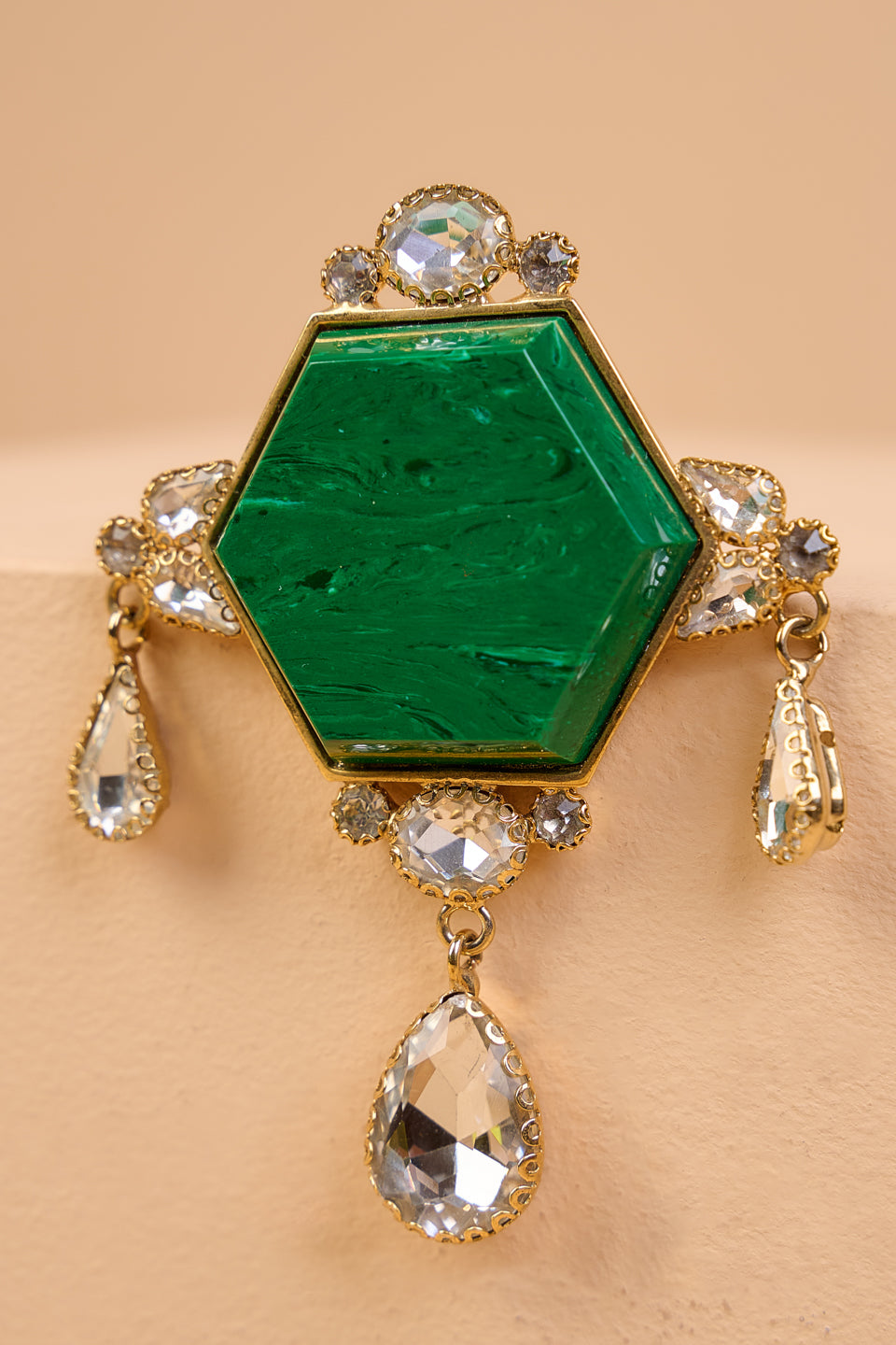 Emerald Resin Stone Brooch
