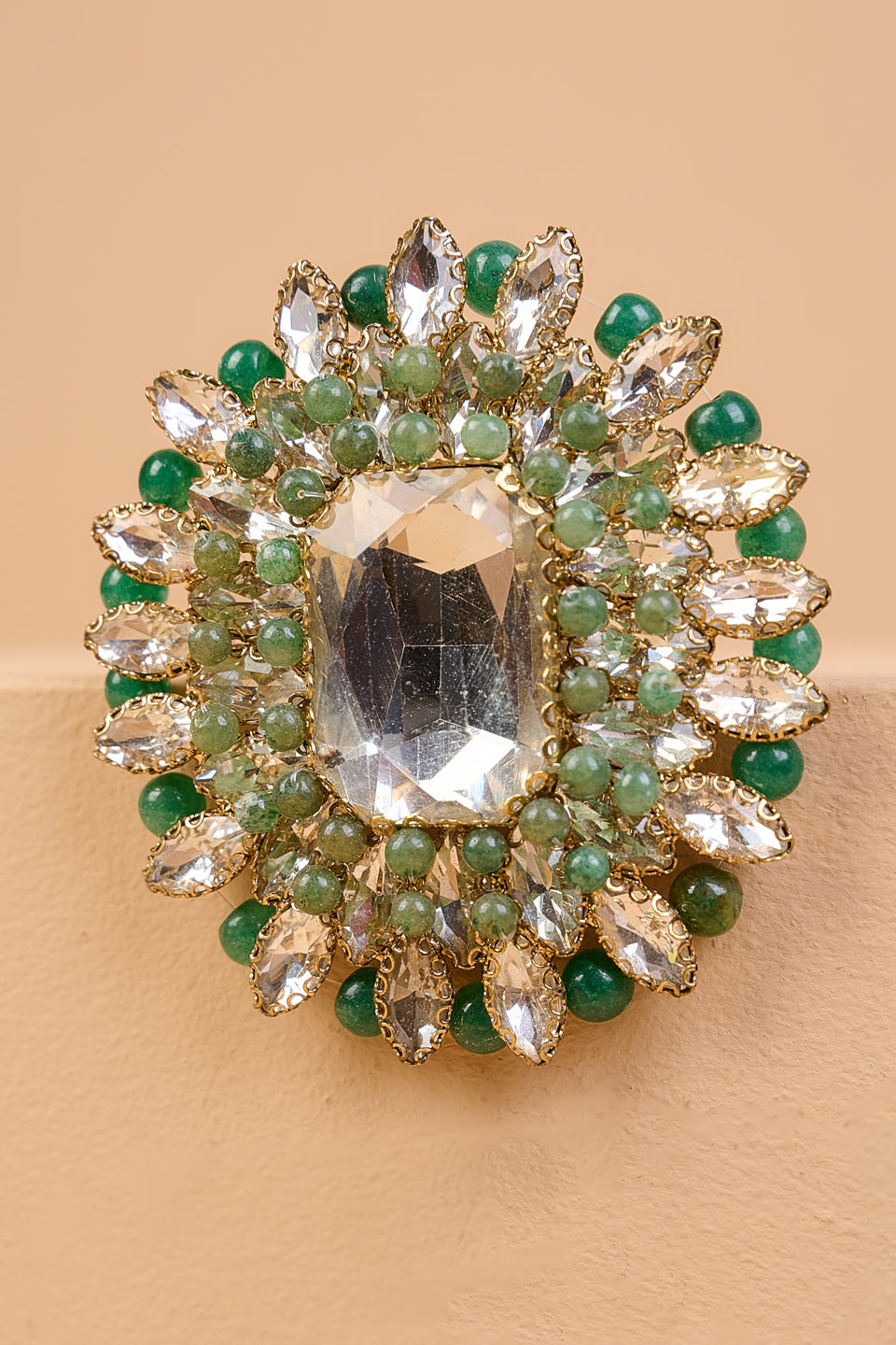 Centre Crystal Brooch with Pearl Detail