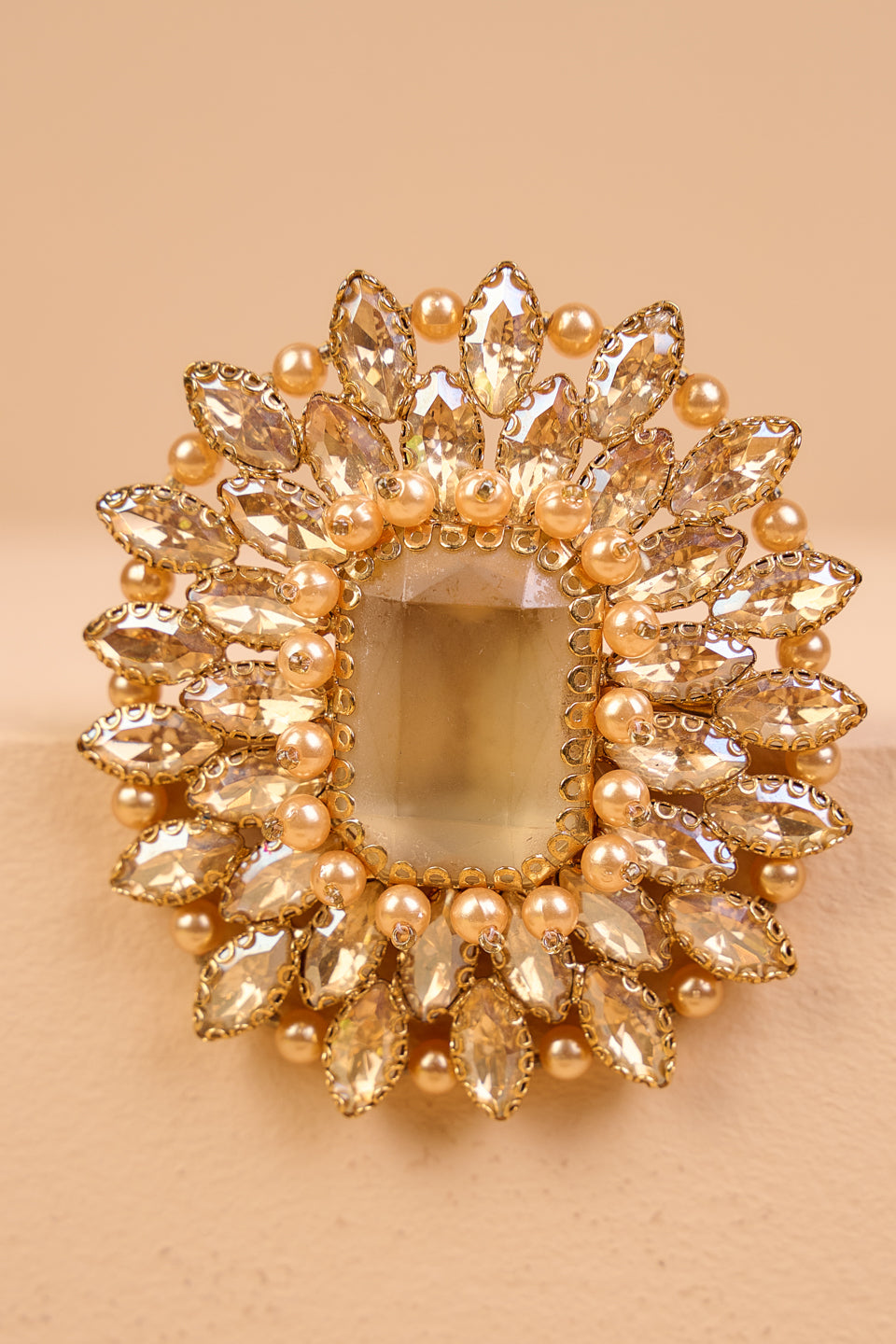 Gold Crystal Encrusted Brooch