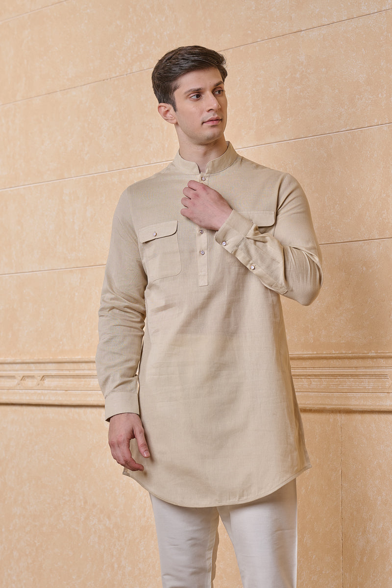 Beige Classic Single Kurta