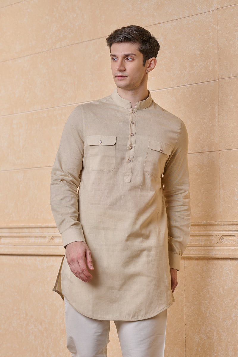 Beige Classic Single Kurta
