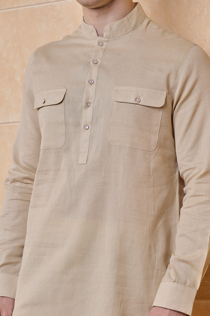 Beige Classic Single Kurta