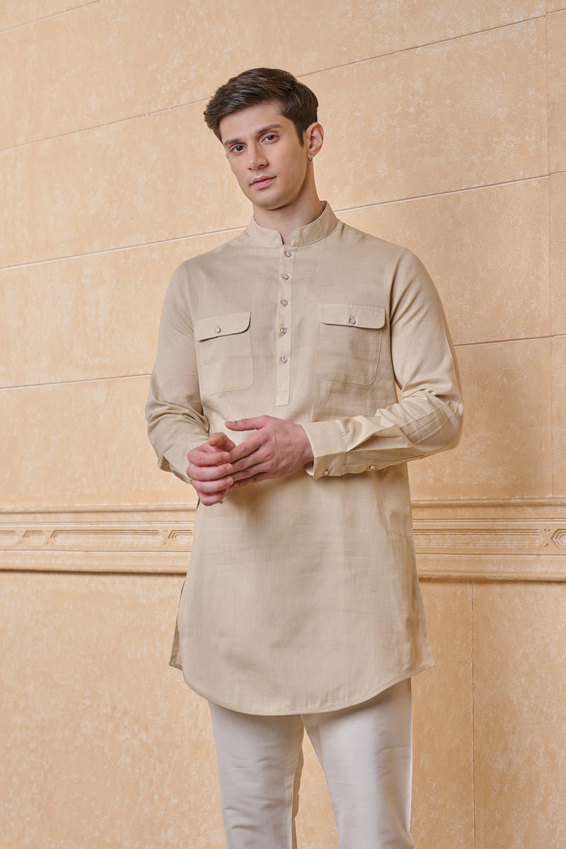 Beige Classic Single Kurta