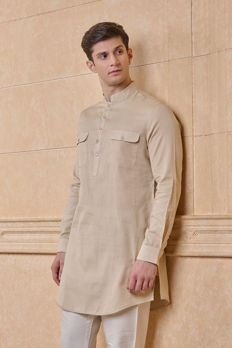 Beige Classic Single Kurta