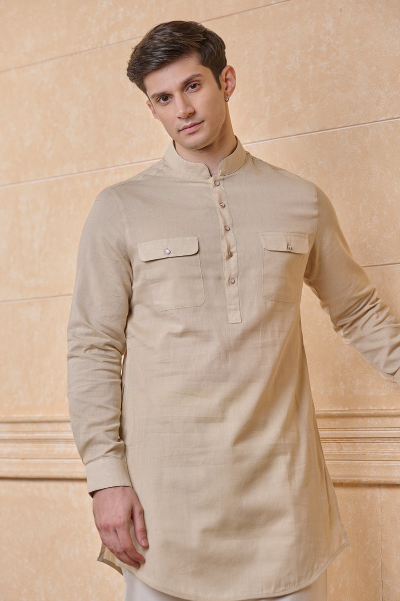 Beige Classic Single Kurta