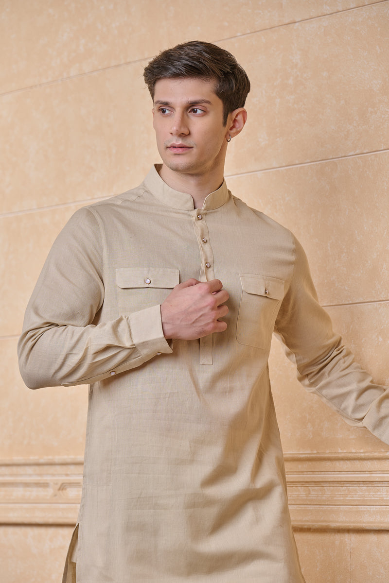Beige Classic Single Kurta