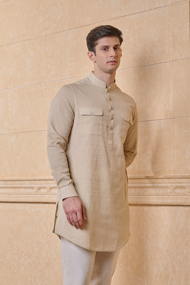 Beige Classic Single Kurta