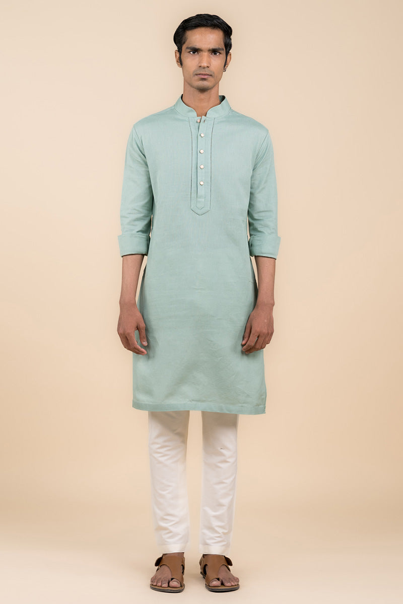 Aqua Kurta With Jaali Detailing