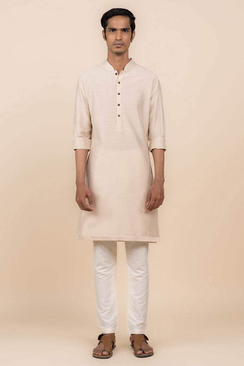 Nude Kurta with Tasva Button Detailing