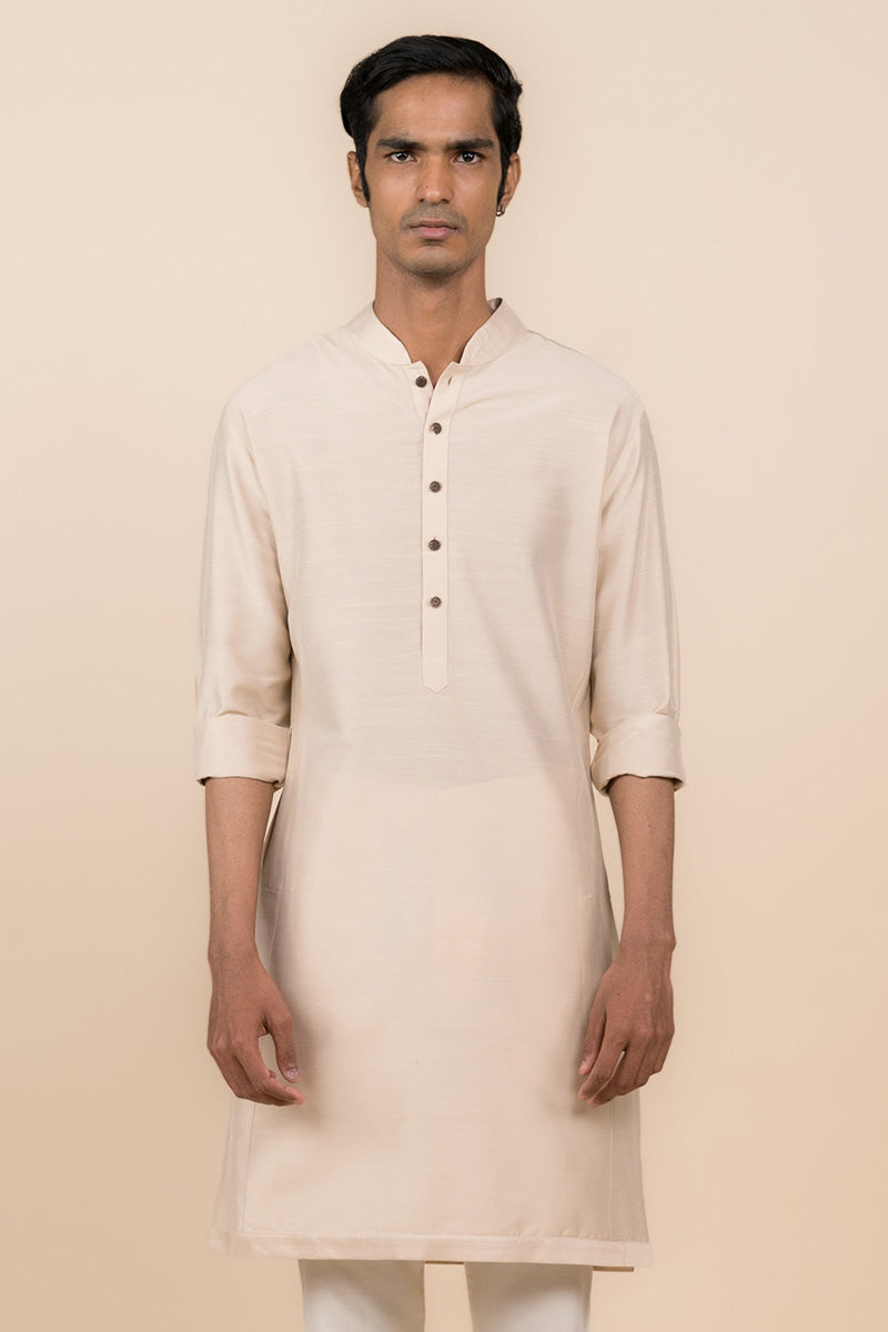 Nude Kurta with Tasva Button Detailing