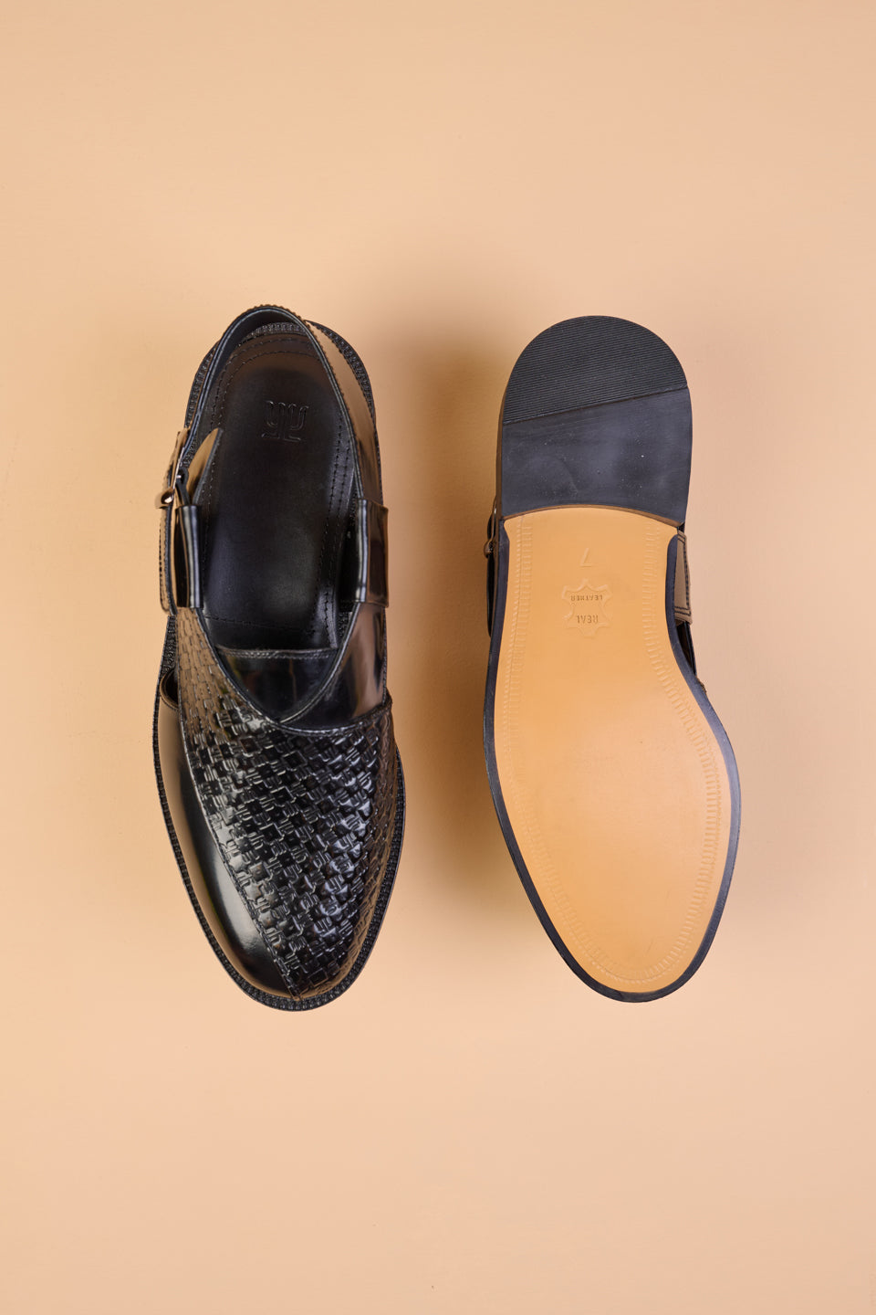 Textured Leather Slingback Loafers