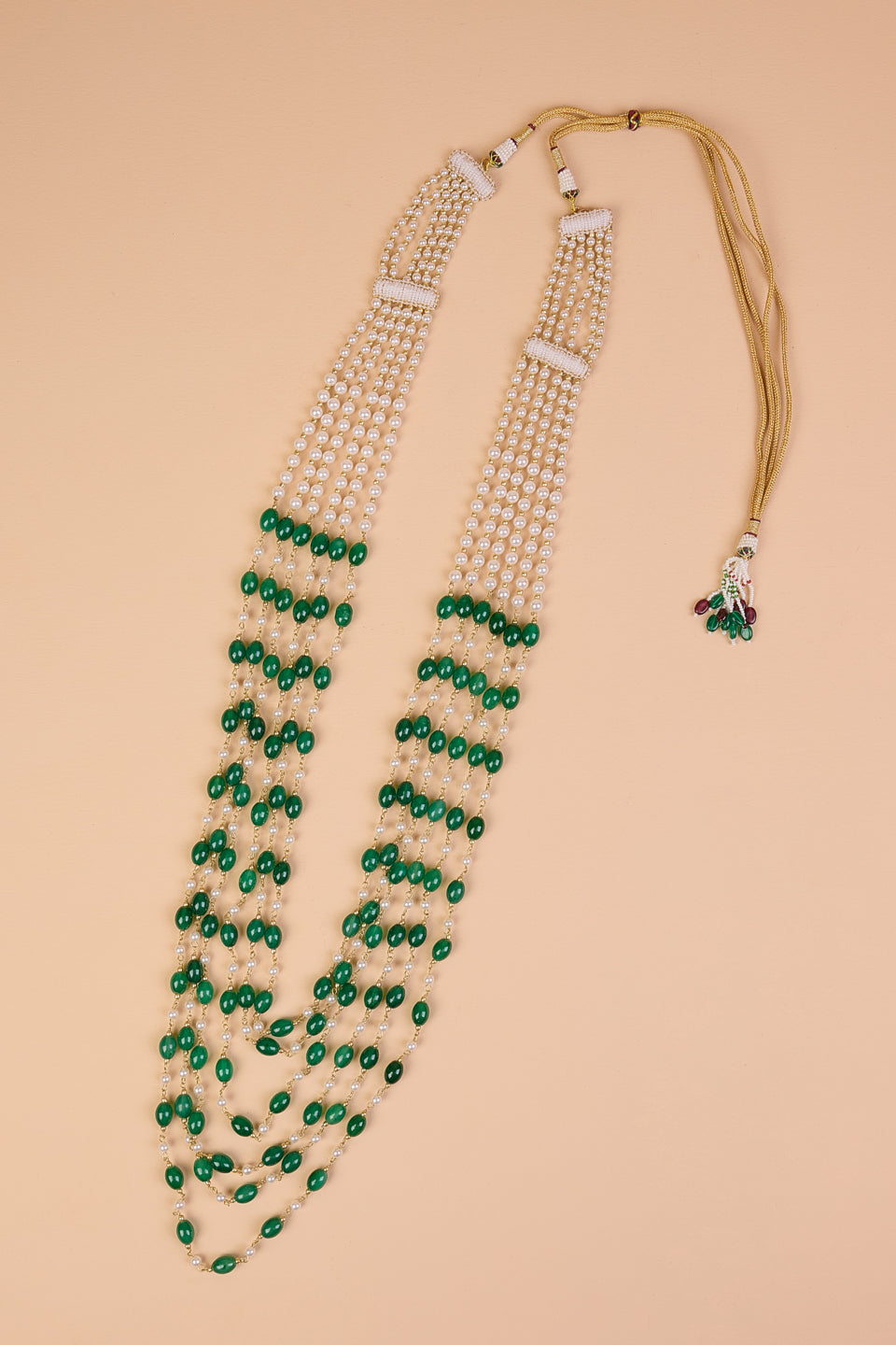6 Layered Ivory & Green Beads Mala