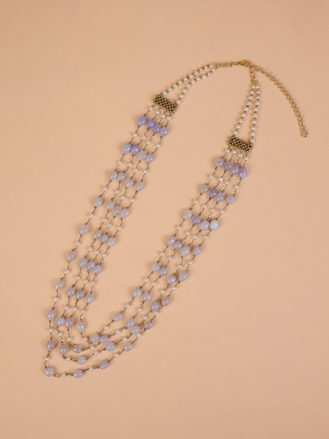 4 Layered Ivory & Blue Beads Mala