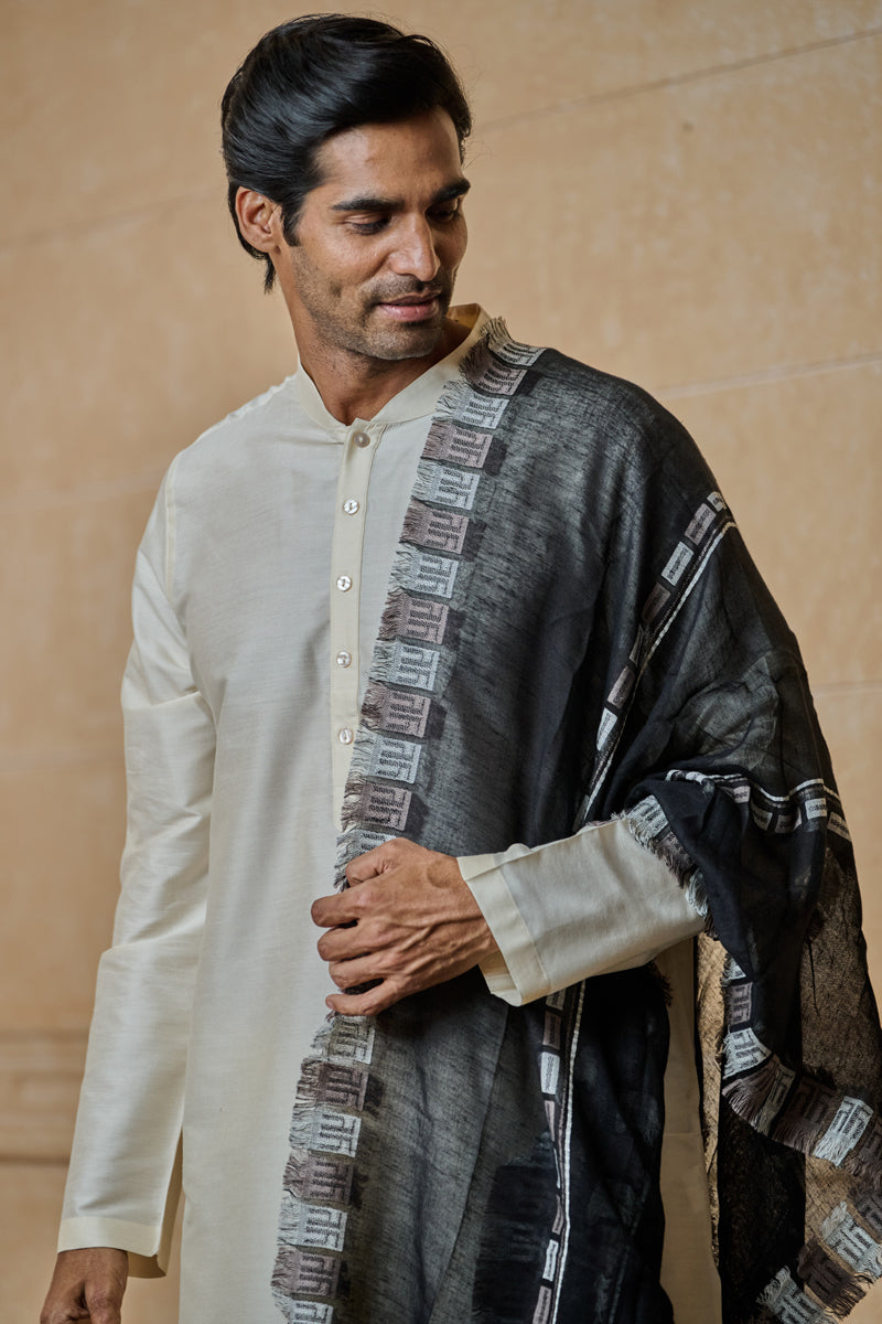 Black Shawl With Tasva Border Detailing