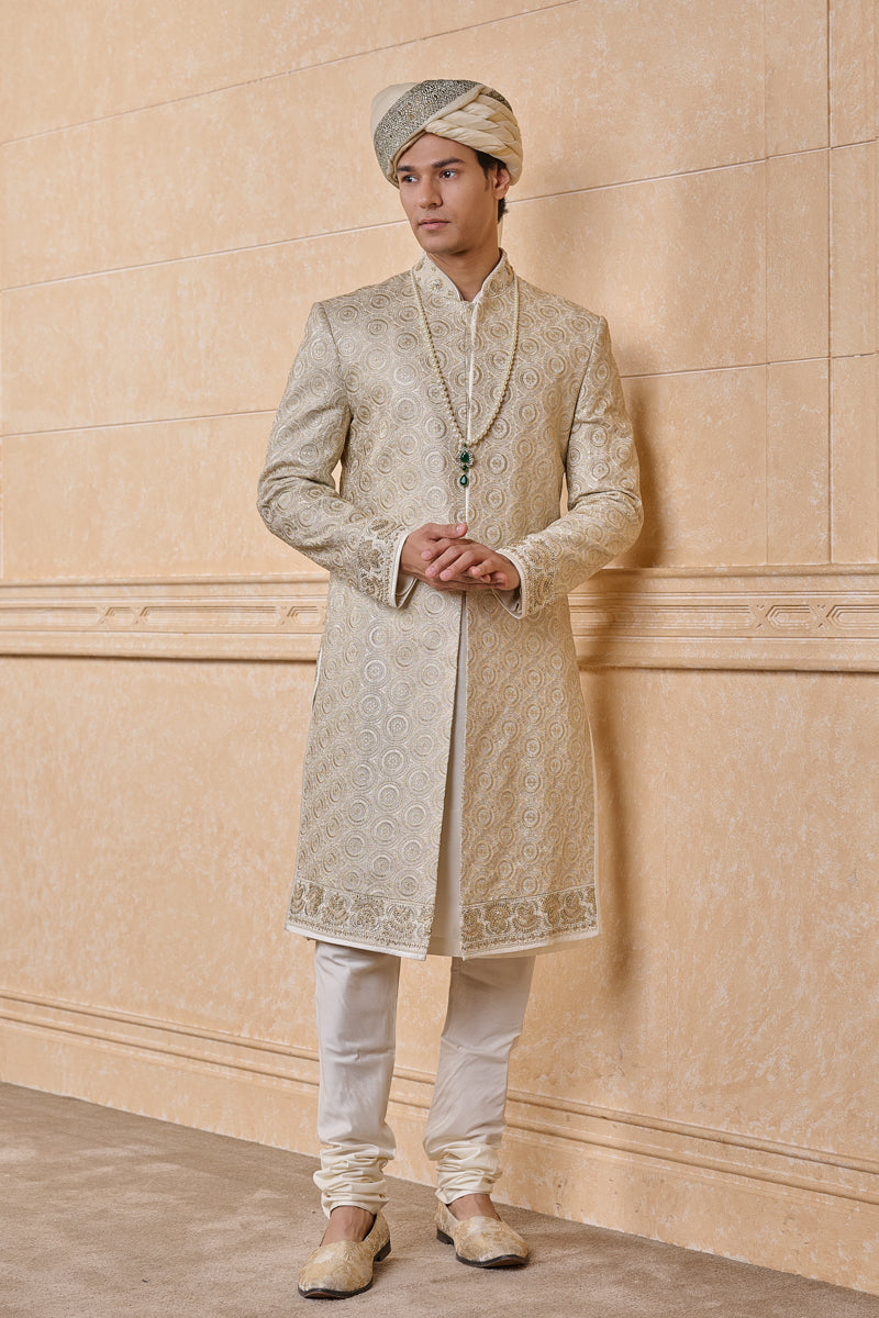 Ivory All Over Embroidered Sherwani