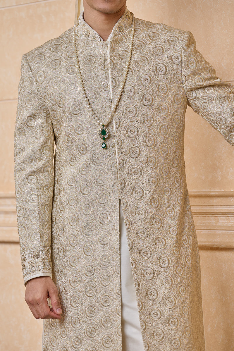 Ivory All Over Embroidered Sherwani