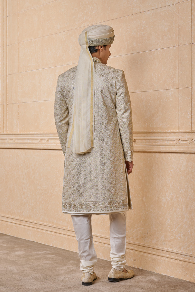 Ivory All Over Embroidered Sherwani
