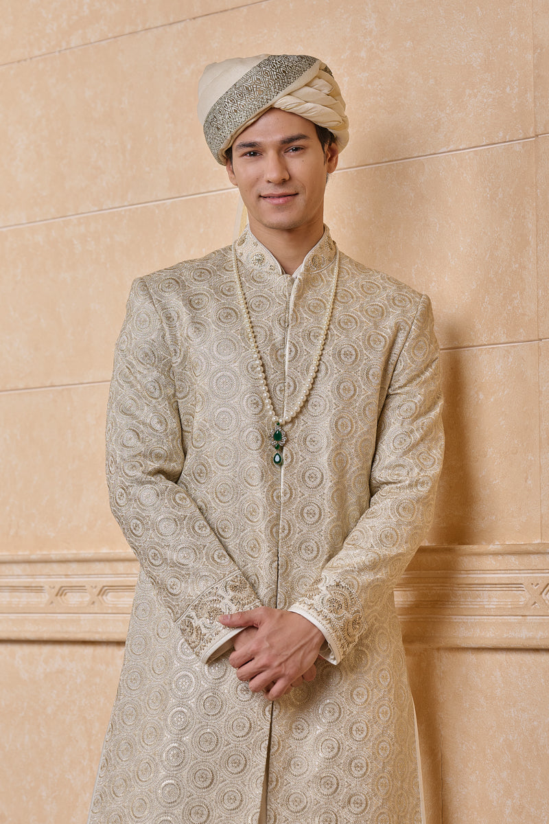 Ivory All Over Embroidered Sherwani