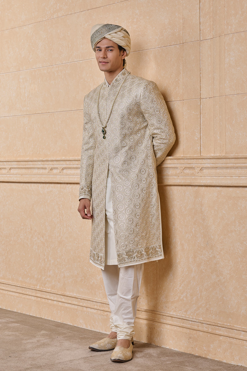 Ivory All Over Embroidered Sherwani