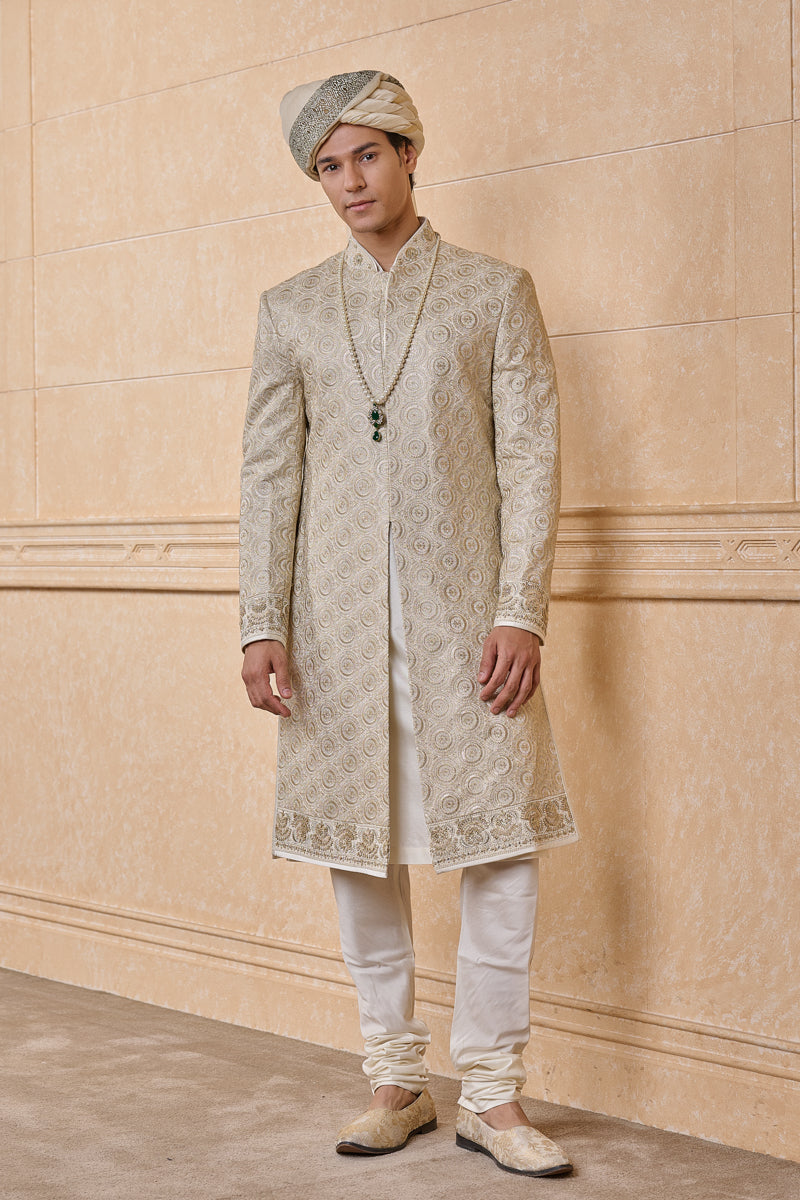Ivory All Over Embroidered Sherwani
