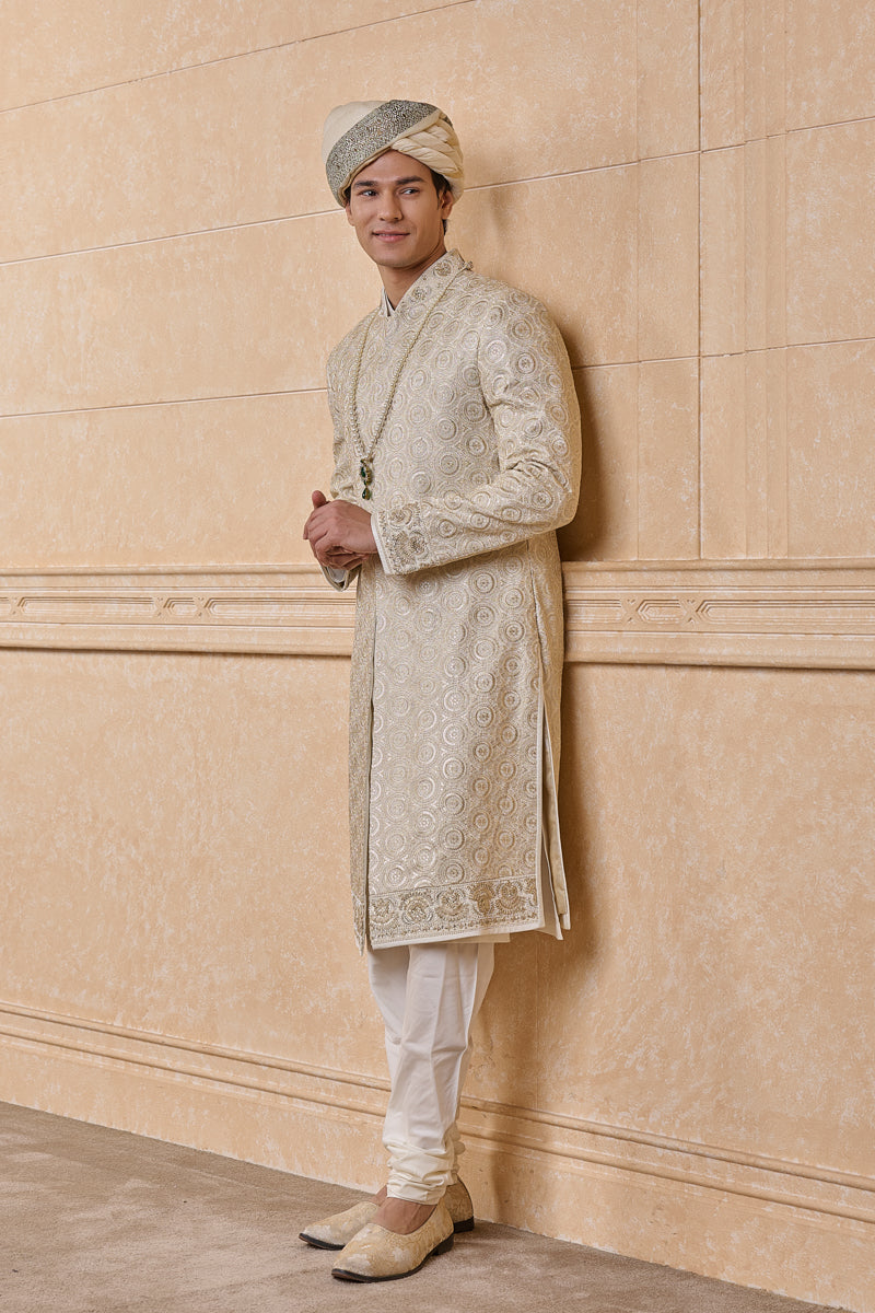 Ivory All Over Embroidered Sherwani