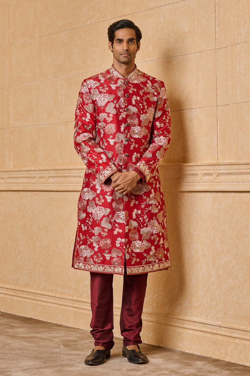 All Over Dori Embroidered Sherwani in Floral Motifs