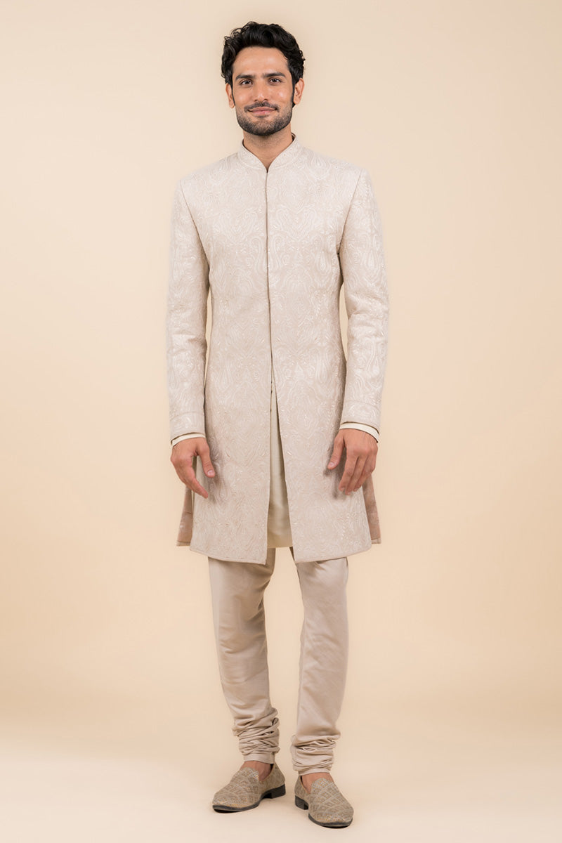Sherwani With All Over Pearls Detail