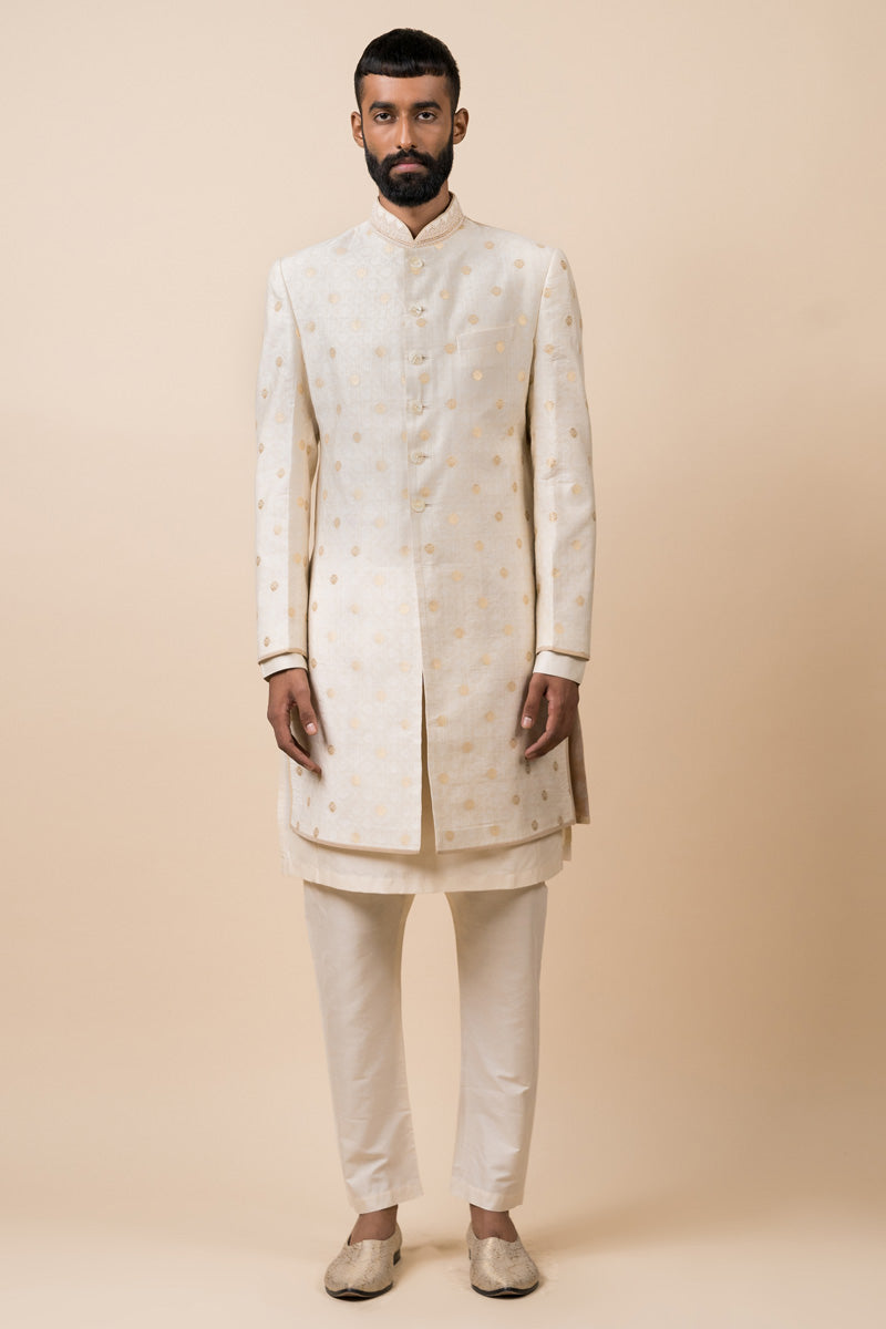 Classic Achkan With Embroidered Collar