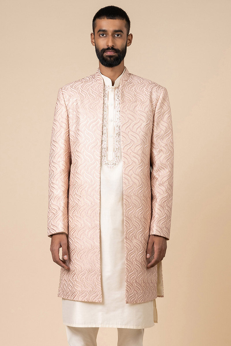 Pink All Over Patterned Sherwani