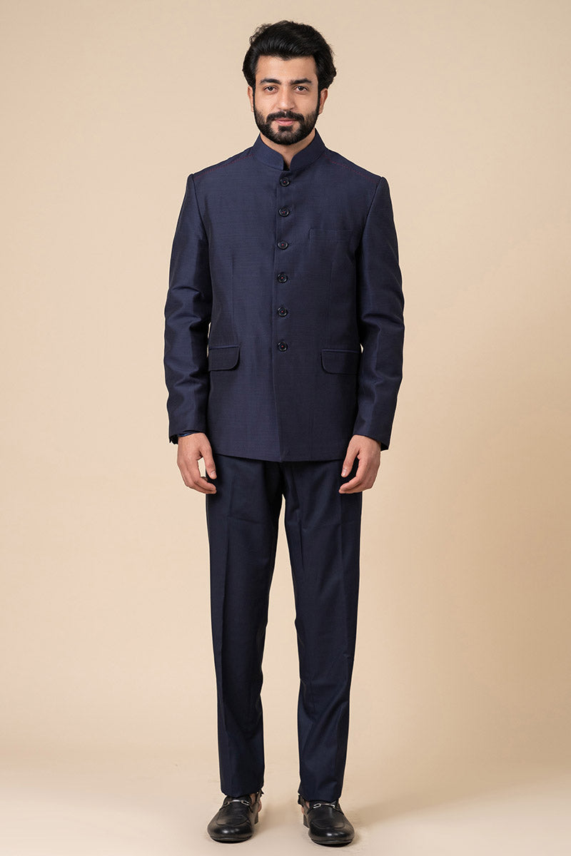 Navy Classic Bandhgala with Seam Detail