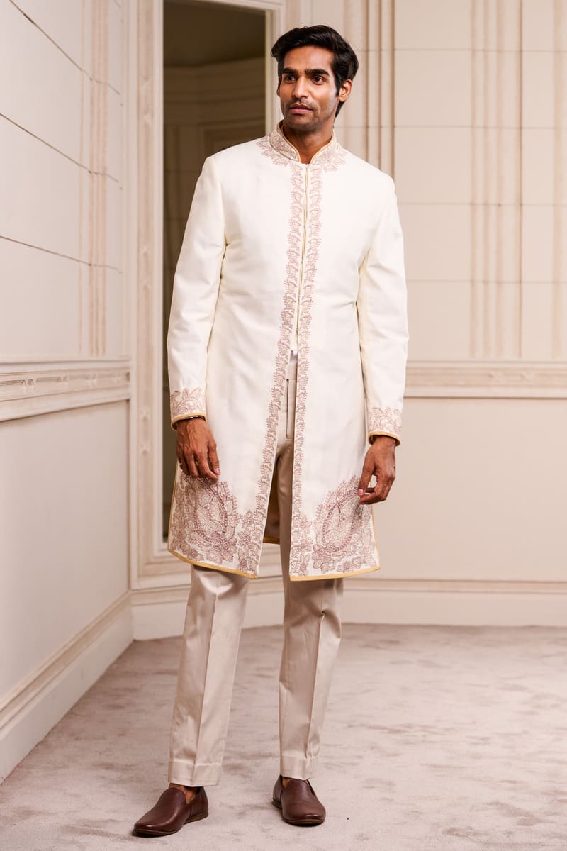 Ivory Embroidered Achkan