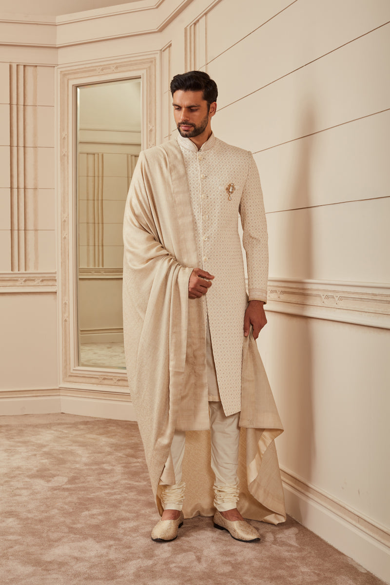 ALL-OVER DORI-EMBROIDERED QUILTED SHERWANI