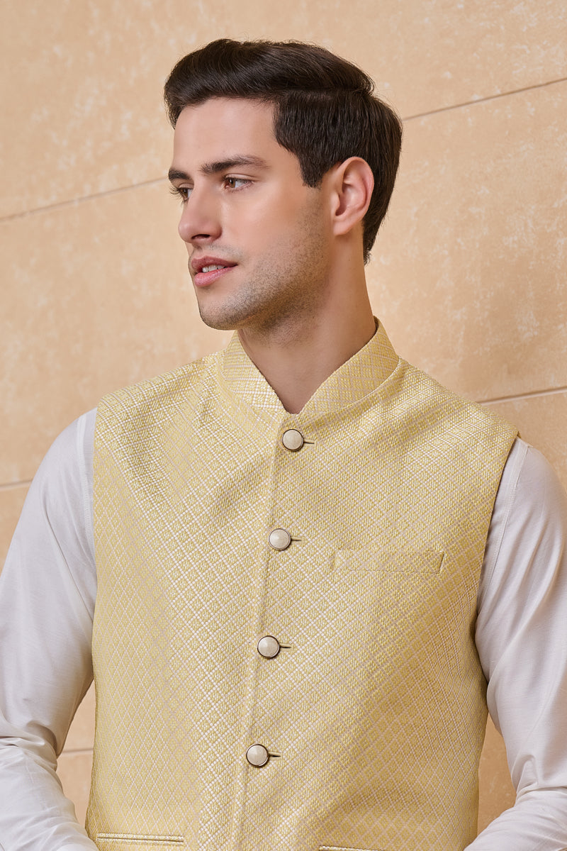 Light Yellow Classic Brocade Bundi