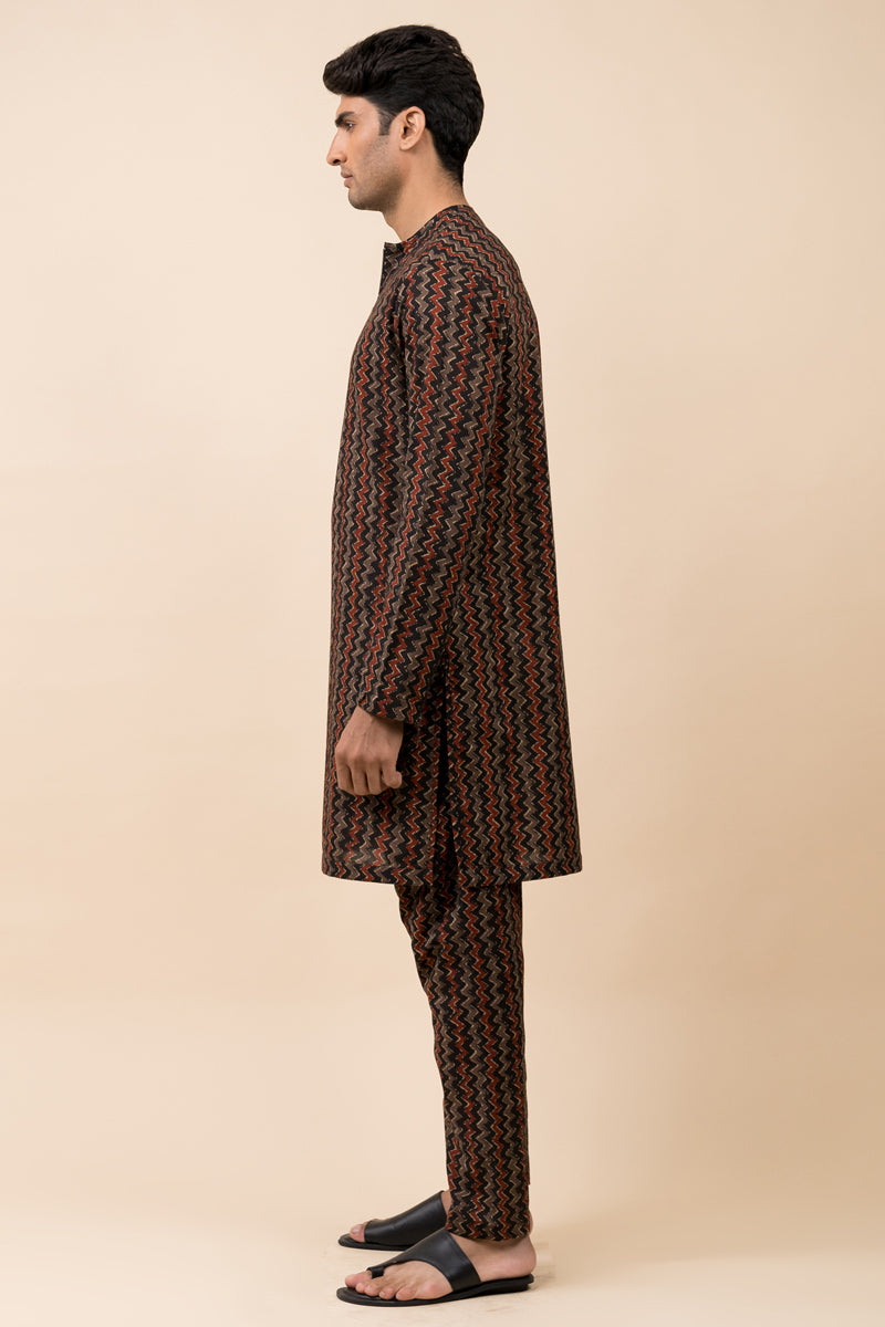 Multi-coloured Printed Cotton Aligarhi