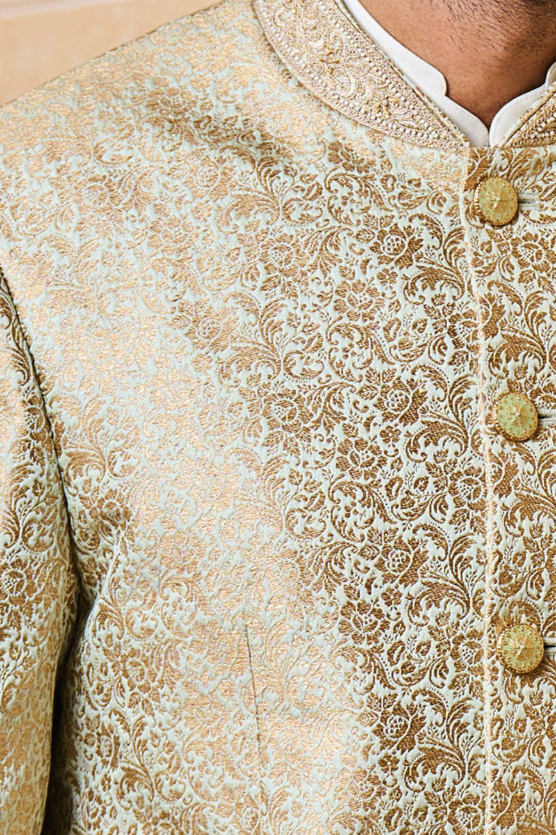 Jacquard Bandhgala With Collar Detail