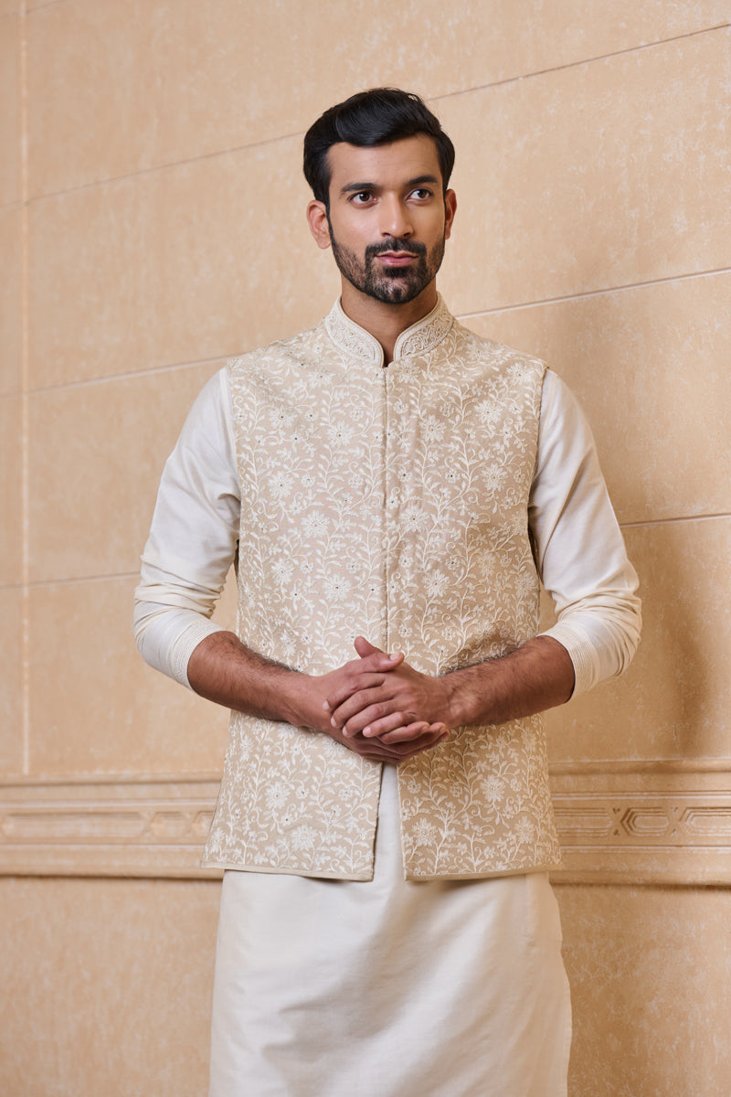 Gold All Over Embroidered Bundi