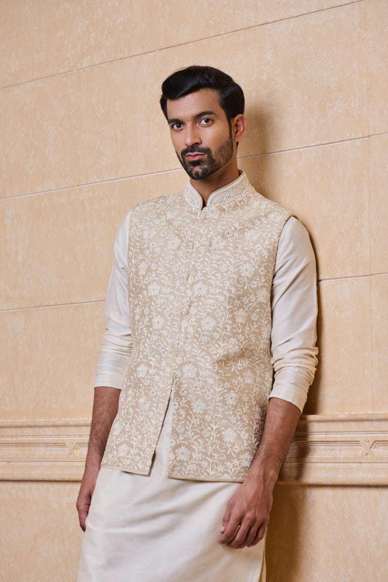 Gold All Over Embroidered Bundi