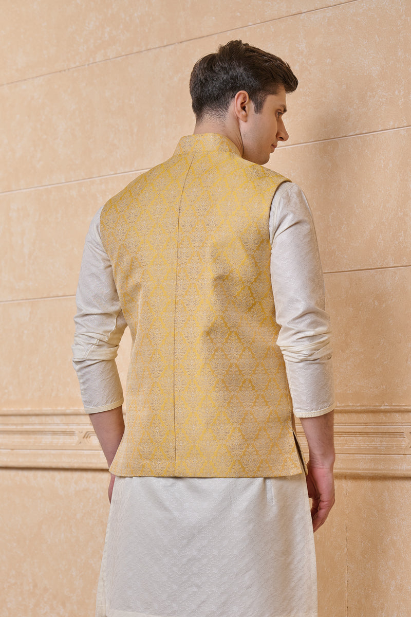 Yellow Brocade Single Bundi