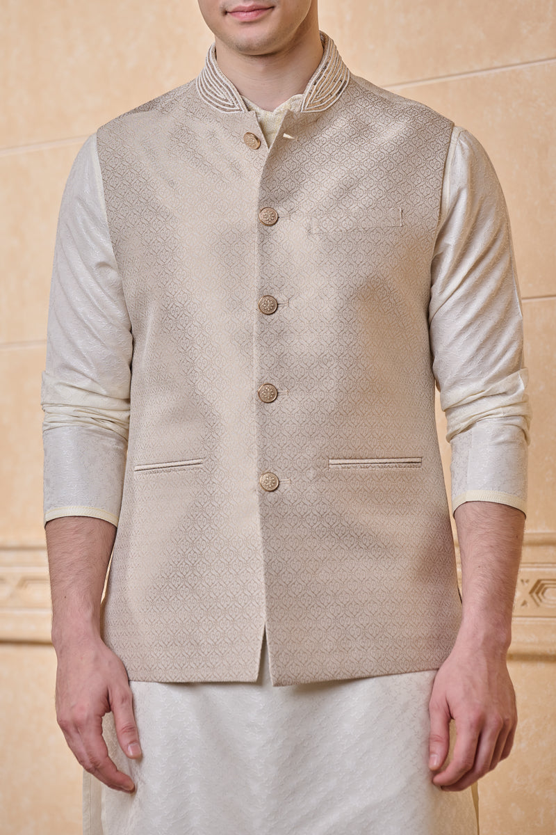 Ivory Brocade Single Bundi