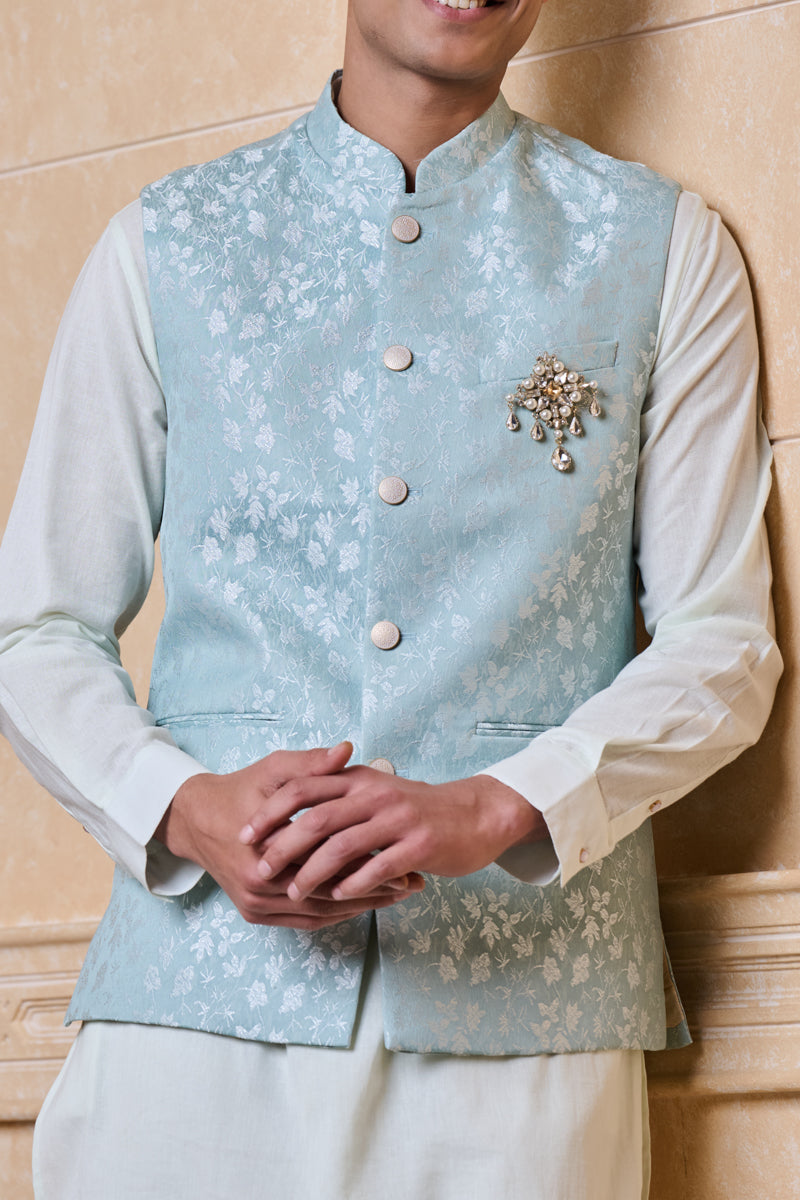 Light Green Jacquard Bundi