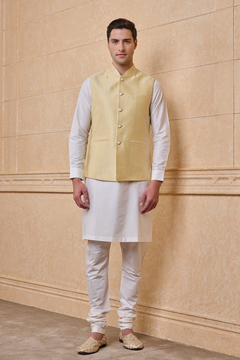 Light Yellow Classic Brocade Bundi