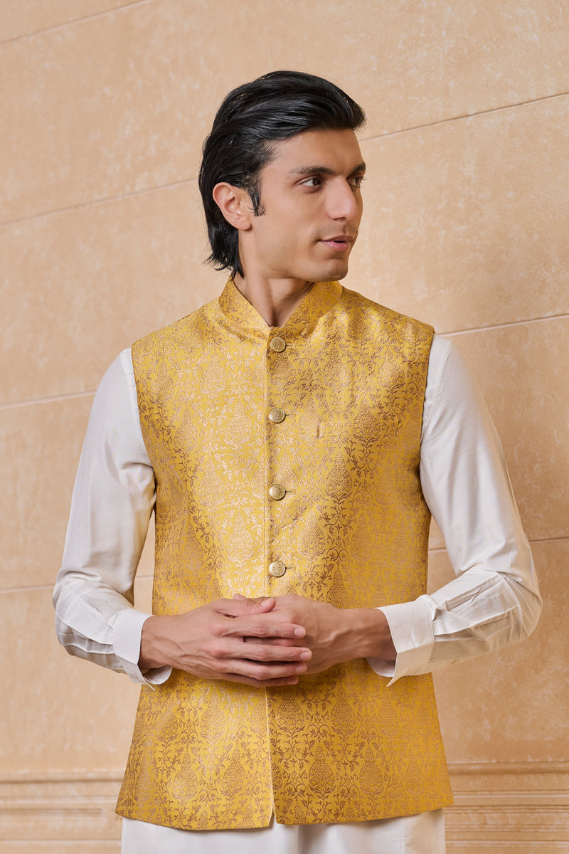 Yellow Classic Brocade Bundi