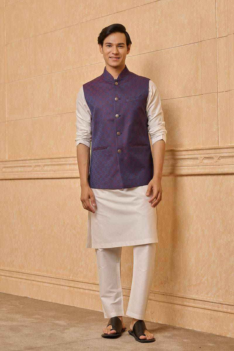 Medium Blue Classic Jacquard Bundi