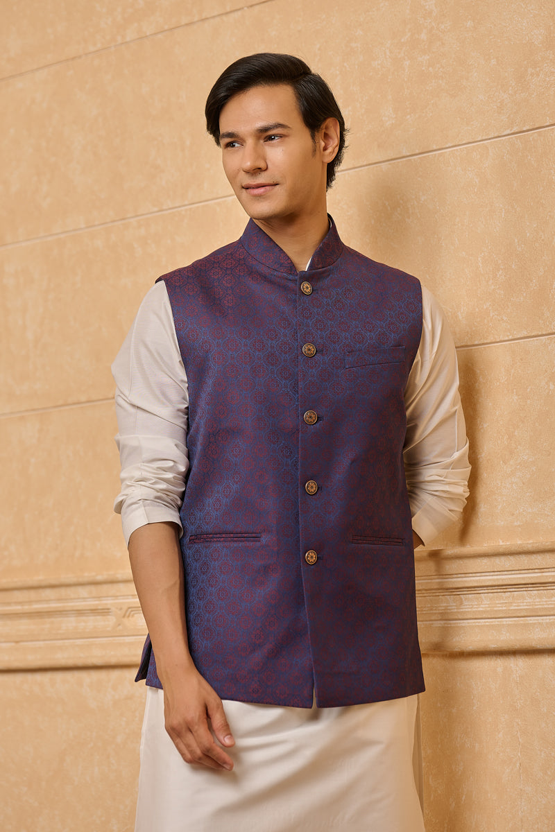Medium Blue Classic Jacquard Bundi