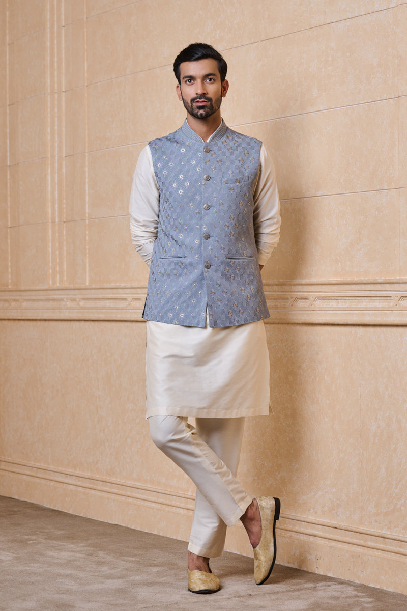 Medium Grey Georgette Embroidered Bundi