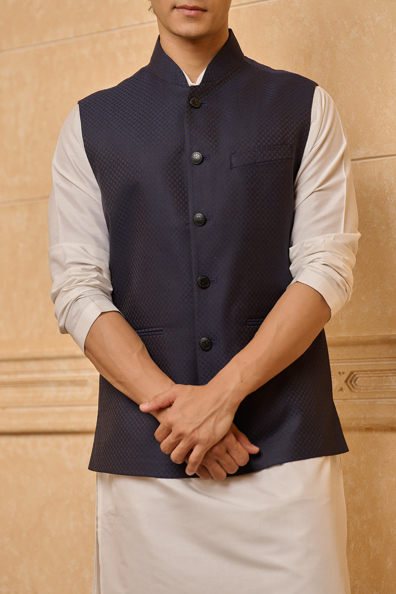 Navy Classic Jacquard Bundi