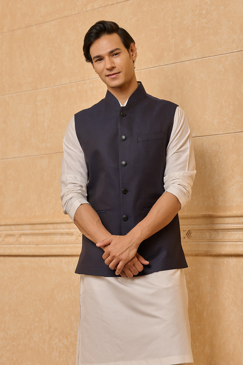 Navy Classic Jacquard Bundi