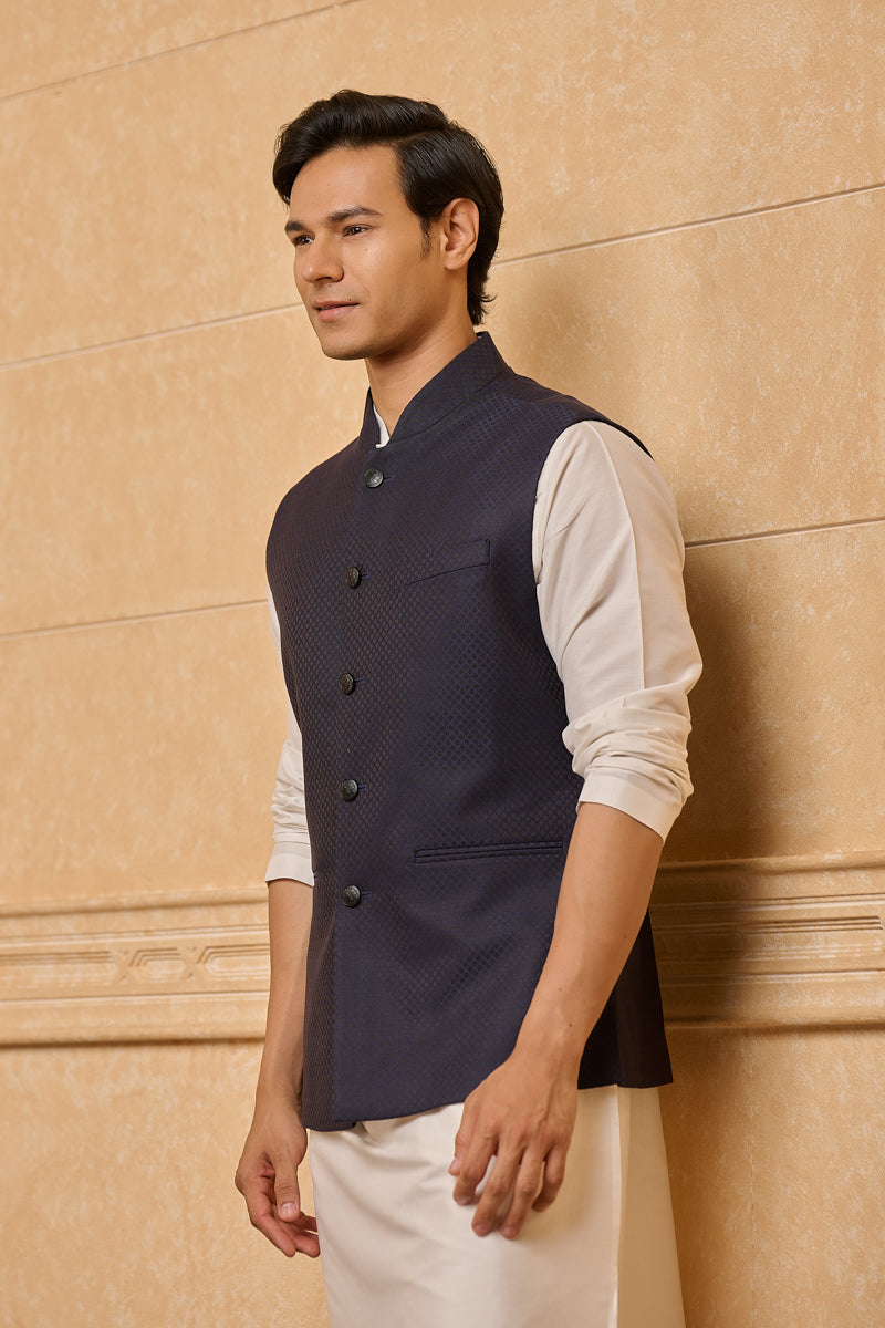 Navy Classic Jacquard Bundi
