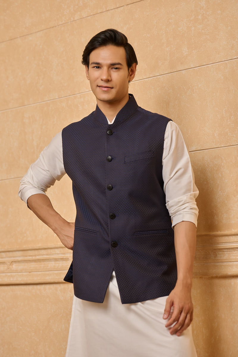 Navy Classic Jacquard Bundi